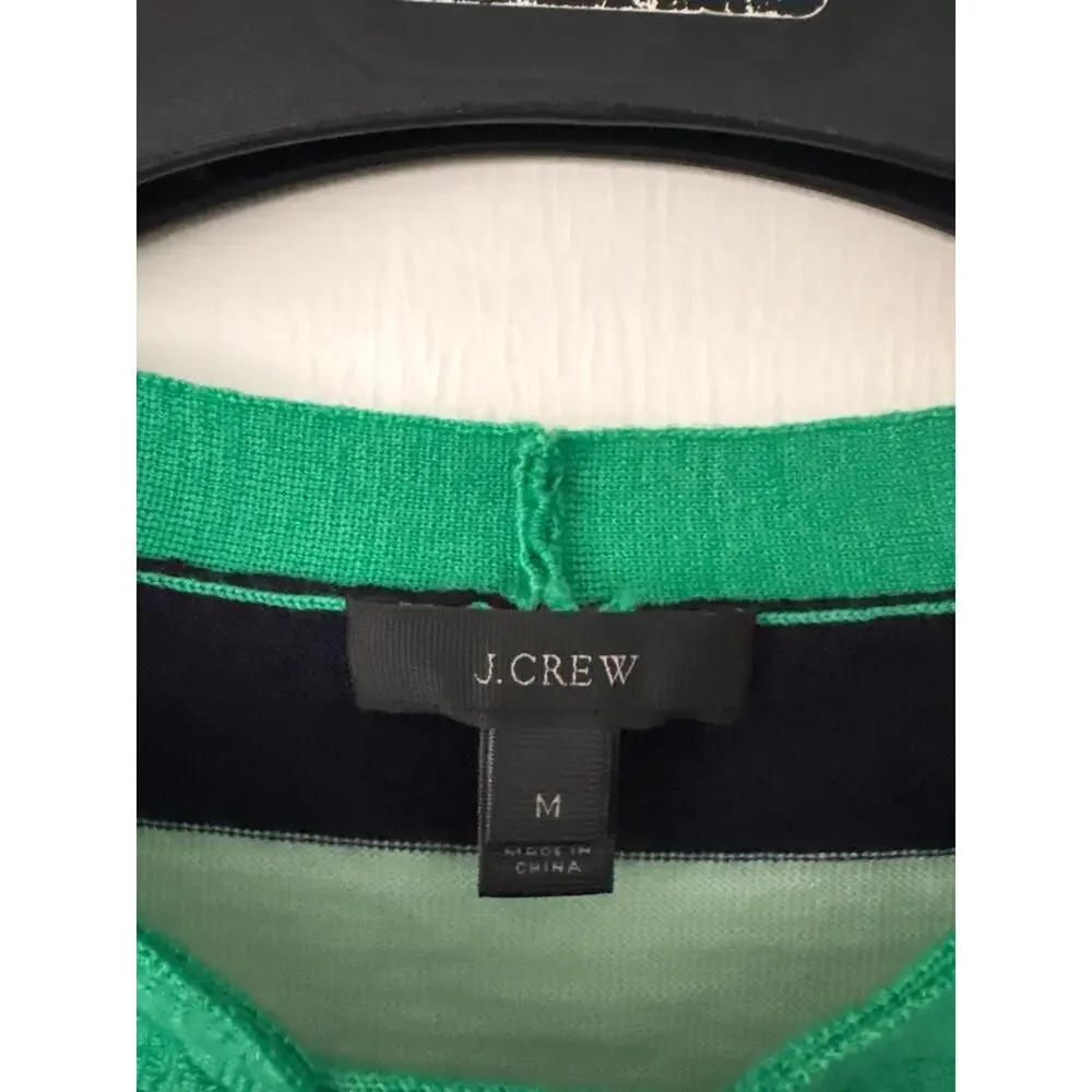J Crew Tippi Tie Neck Merino Wool Striped Cozy Sweater Size M Casual Preppy Top
